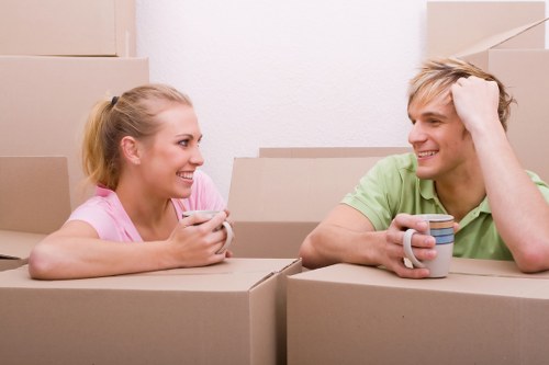 Office relocation planning with boxes and workstations in Tottenham