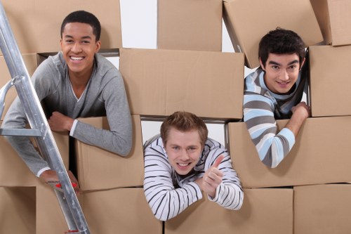 Professional movers carrying boxes during a Tottenham student relocation