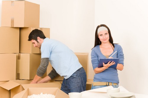 Organised moving boxes prepared for a Tottenham property move